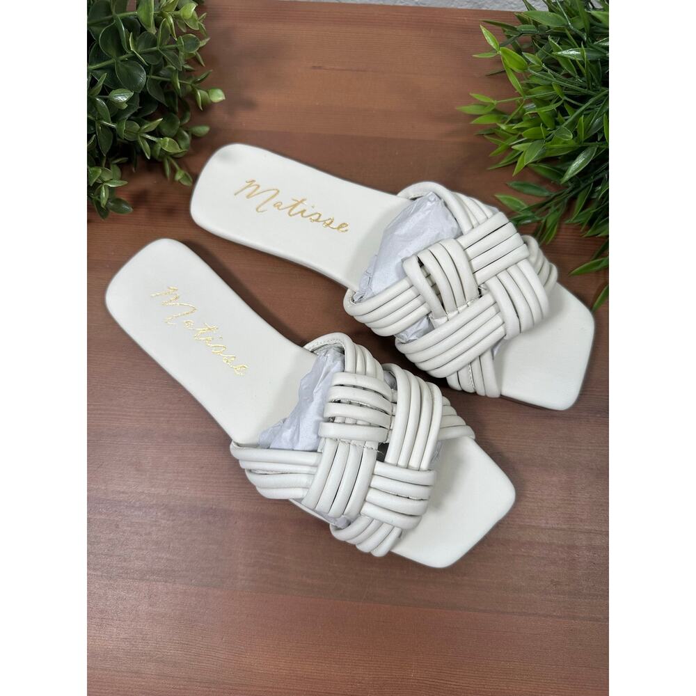 Matisse Women's Samson Leather Knotted Slide Sandals White Size 6